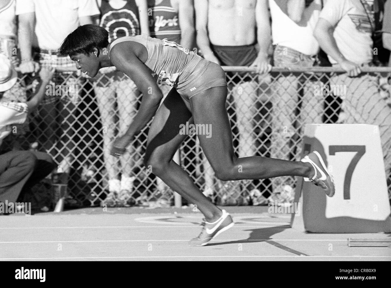 Chandra Cheeseborough competing at the 1980 US Olympic Track and Field