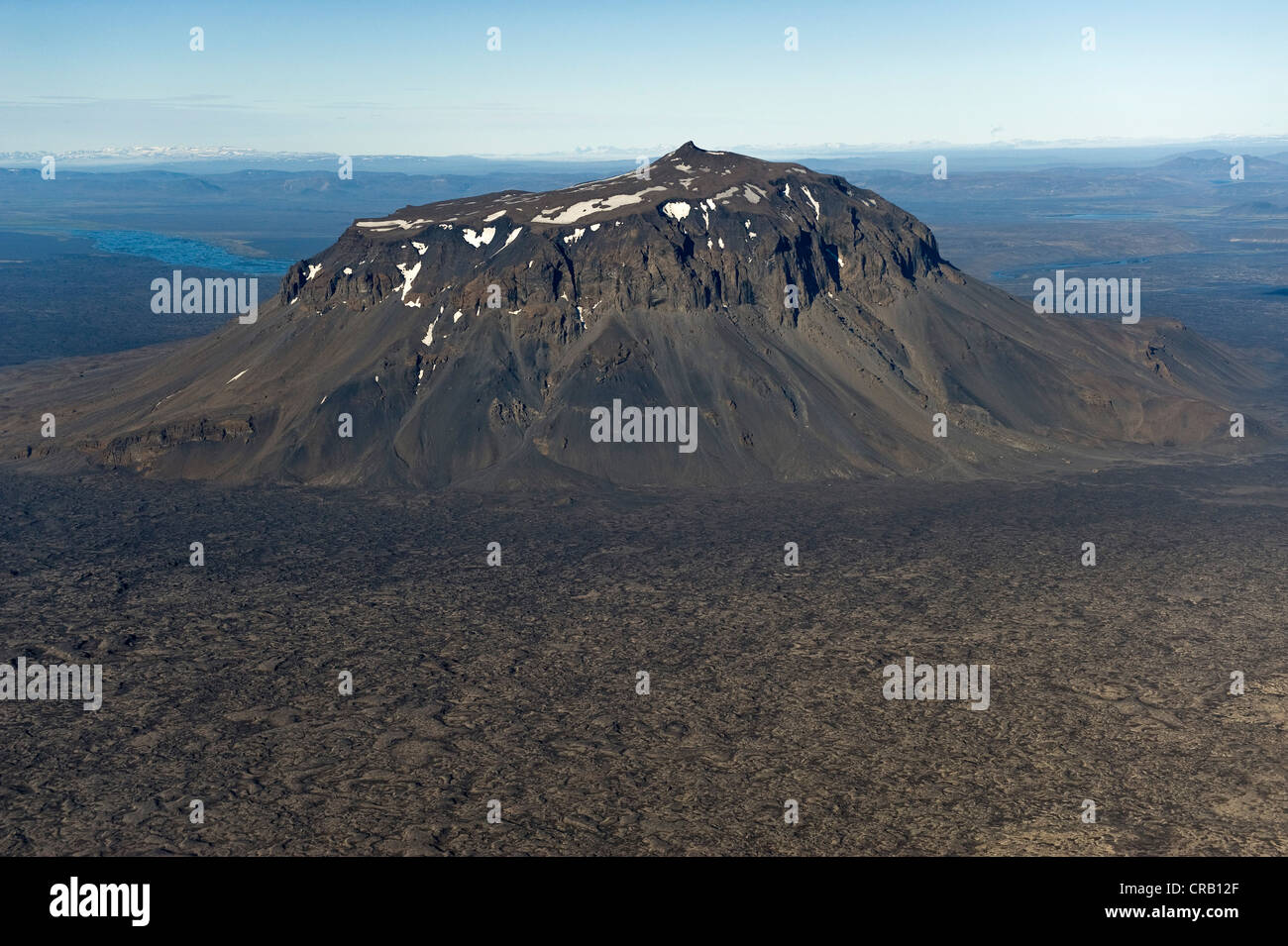 Aerial view, the Herðubreið tuya or flat-topped volcano, highlands, Iceland, Europe Stock Photo