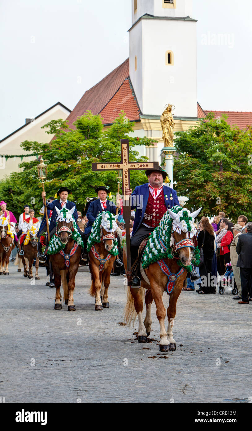 Whit Procession to Bad Koetzting, one of the largest mounted processions in Europe, Bad Koetzting, Bavaria, PublicGround Stock Photo