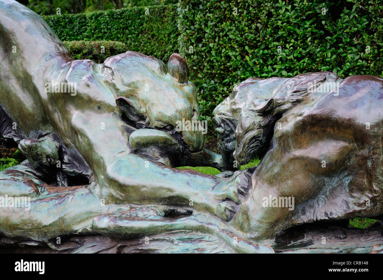 Ghent / Gent, Belgium. Citadelpark. Bronze statue of two lions Stock Photo
