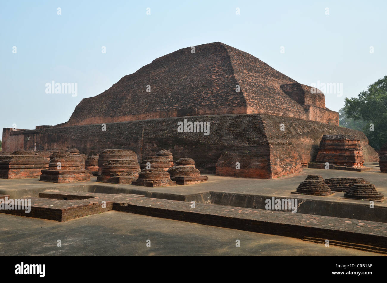 Buddhist archaeological site and an important Buddhist pilgrimage destination, the ruins of the ancient University of Nalanda Stock Photo