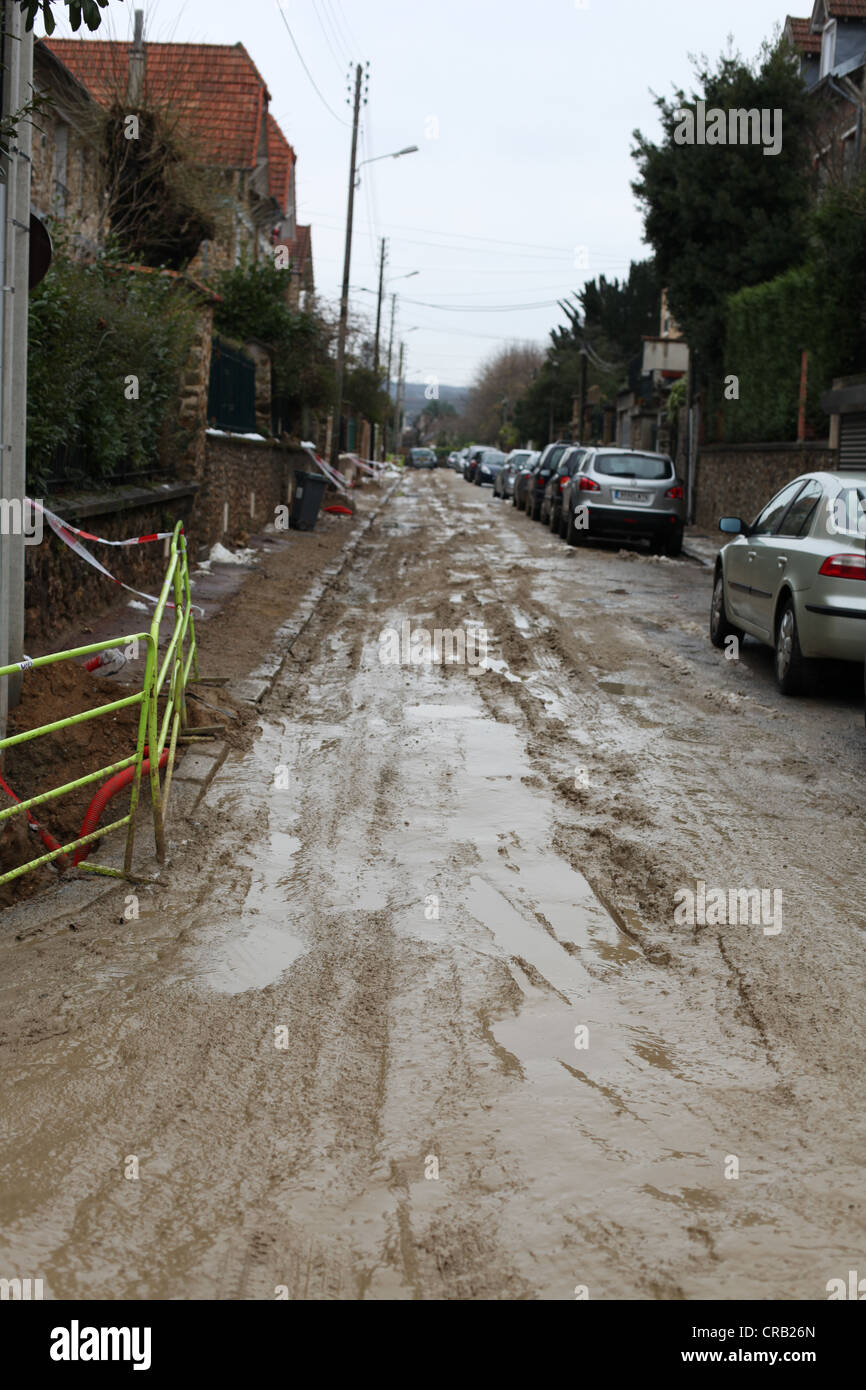 It's a photo of a street in France, in the suburbs of Paris. It's