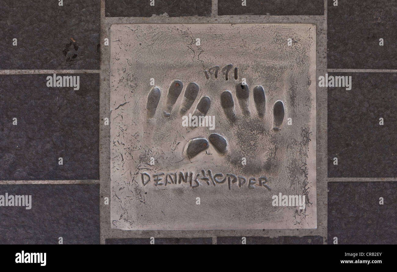 Handprints of Dennis Hopper, handprints of stars, Allée des Etoiles in front of the Film Palace, Cannes, Cote d'Azur Stock Photo