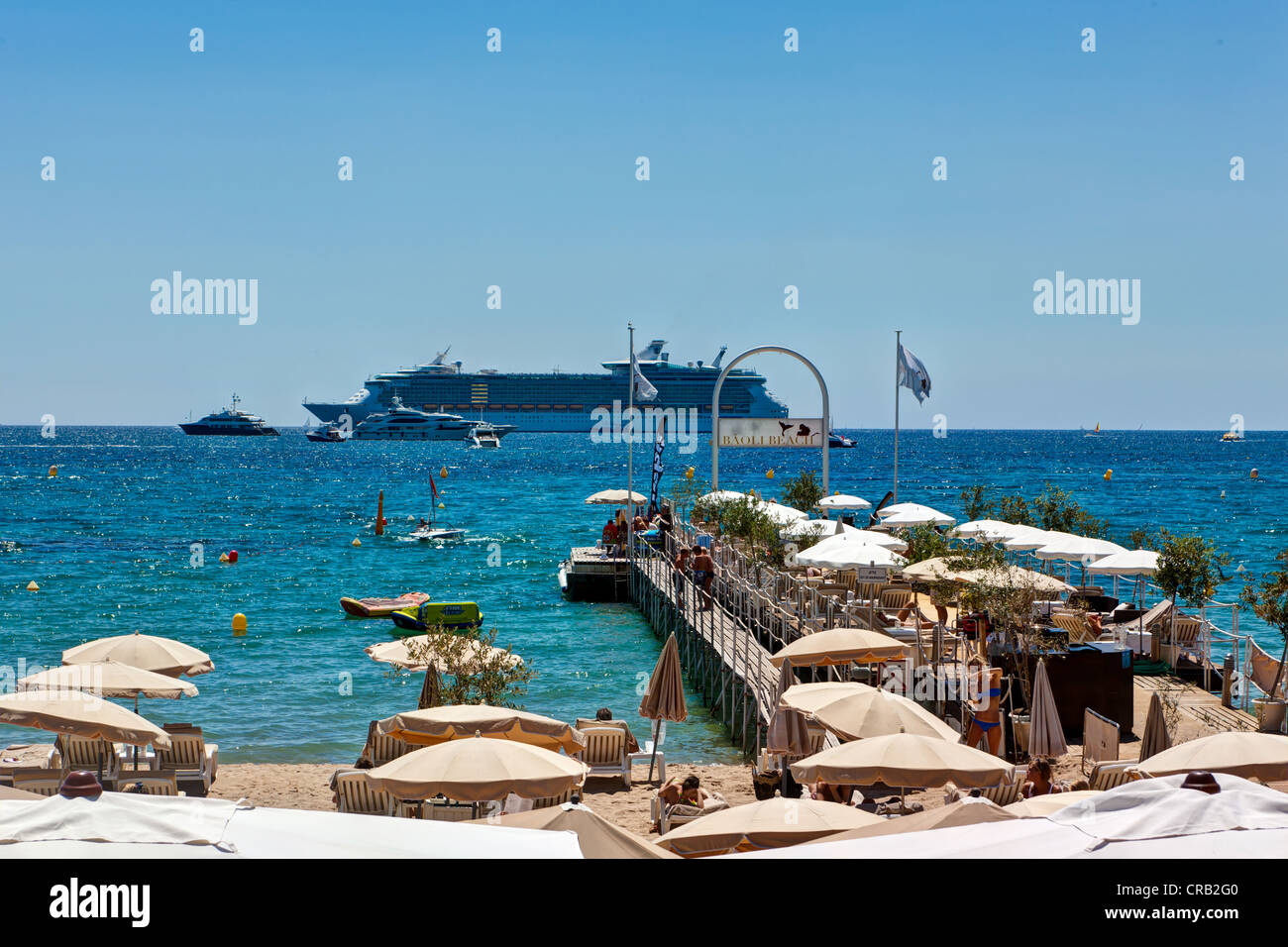 Beach of Cannes on the Croisette promonade, Cote d'Azur, Southern France, France, Europe, PublicGround Stock Photo