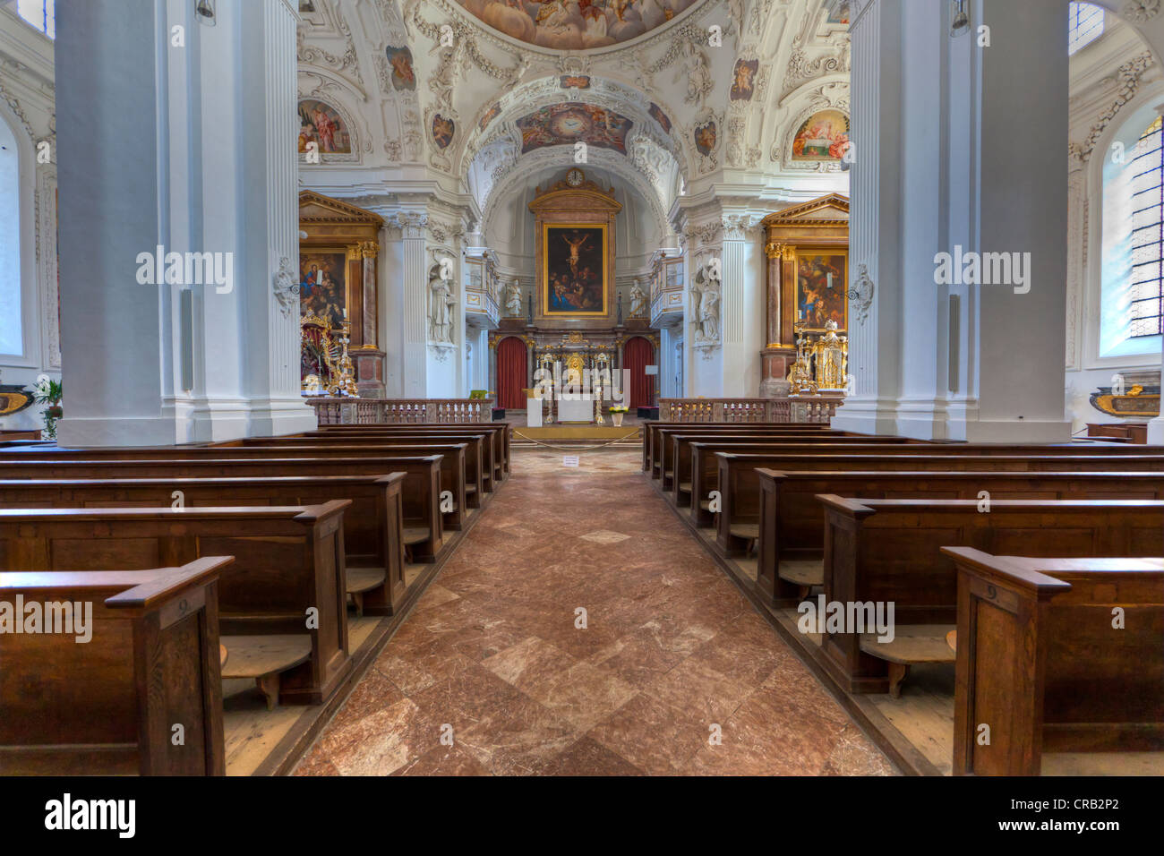 Interior view, Kloster Tegernsee Abbey, former Benedictine Abbey, Tegernsee, Upper Bavaria, Germany, Europe Stock Photo