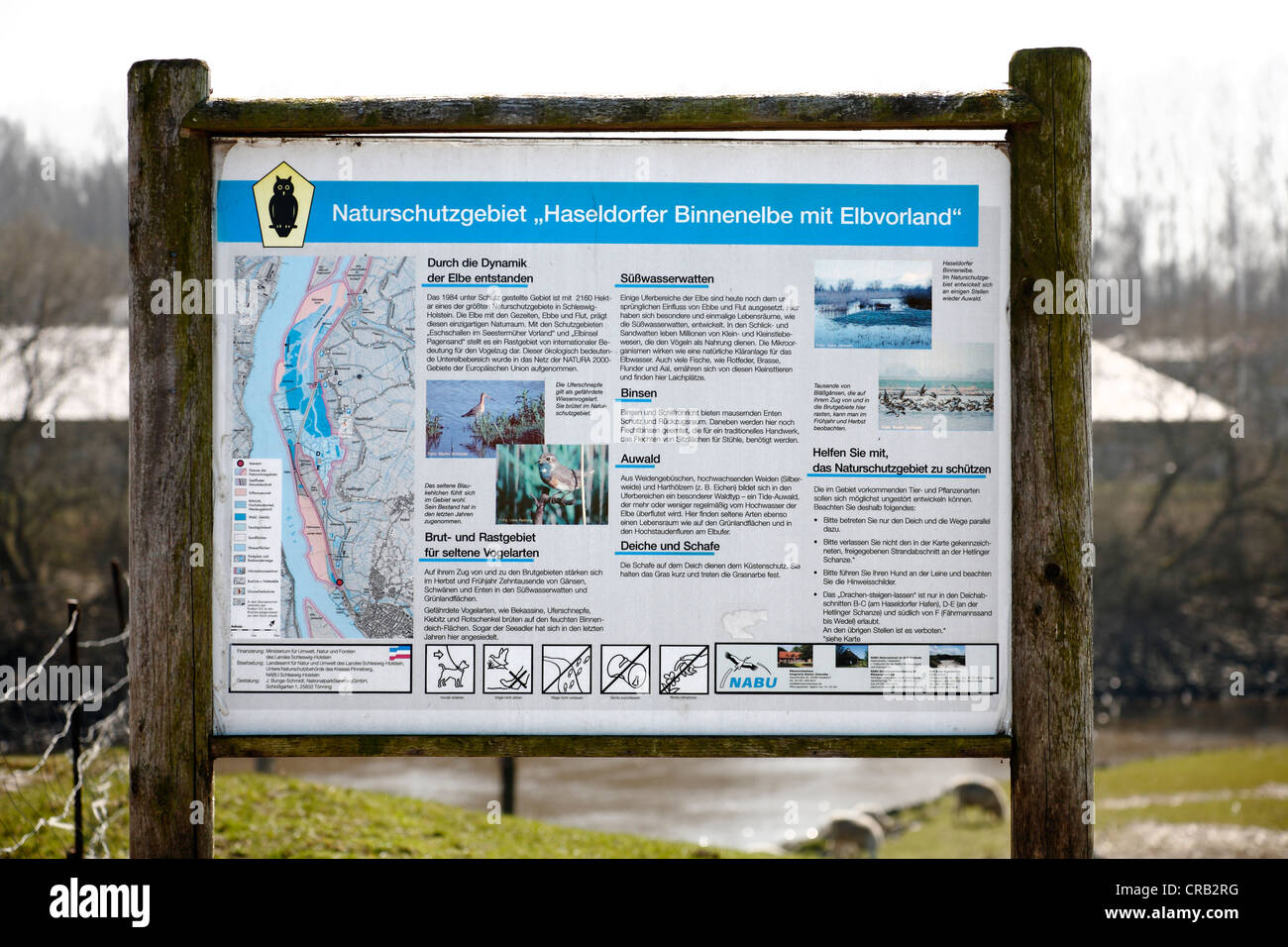 Information board, Naturschutzgebiet Haseldorfer Binnenelbe nature reserve, Haseldorfer Marsch