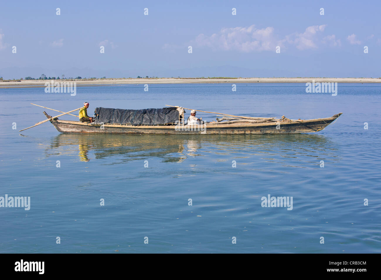 Small rowing boat on the Brahmaputra River, Assam, North East India