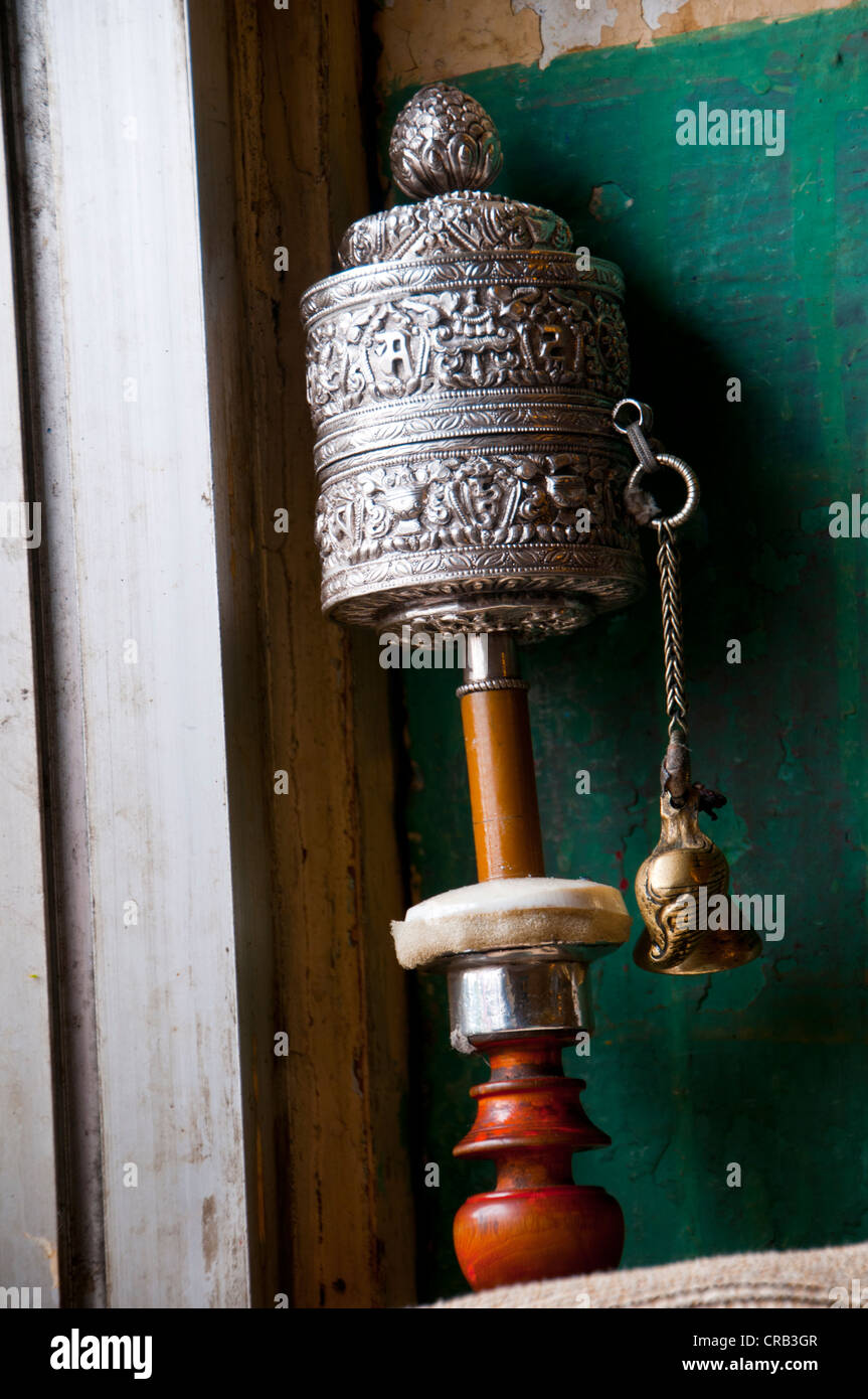 Prayer wheel in Drepung Temple, Lhasa, Tibet, Asia Stock Photo