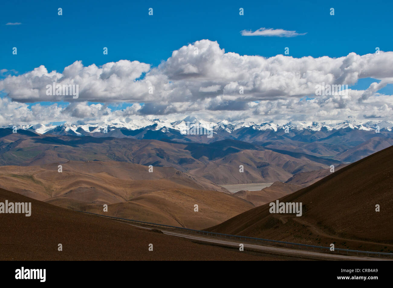 View of Mount Everest and the Himalayas, Tibet, Asia Stock Photo