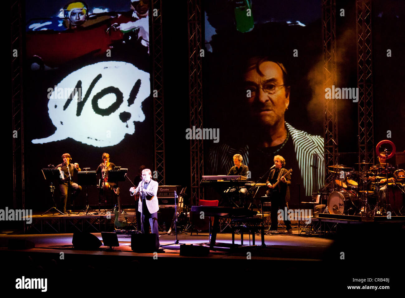 The Italian singer Lucio Dalla performing live at the concert hall of the KKL in Lucerne, Switzerland, Europe Stock Photo