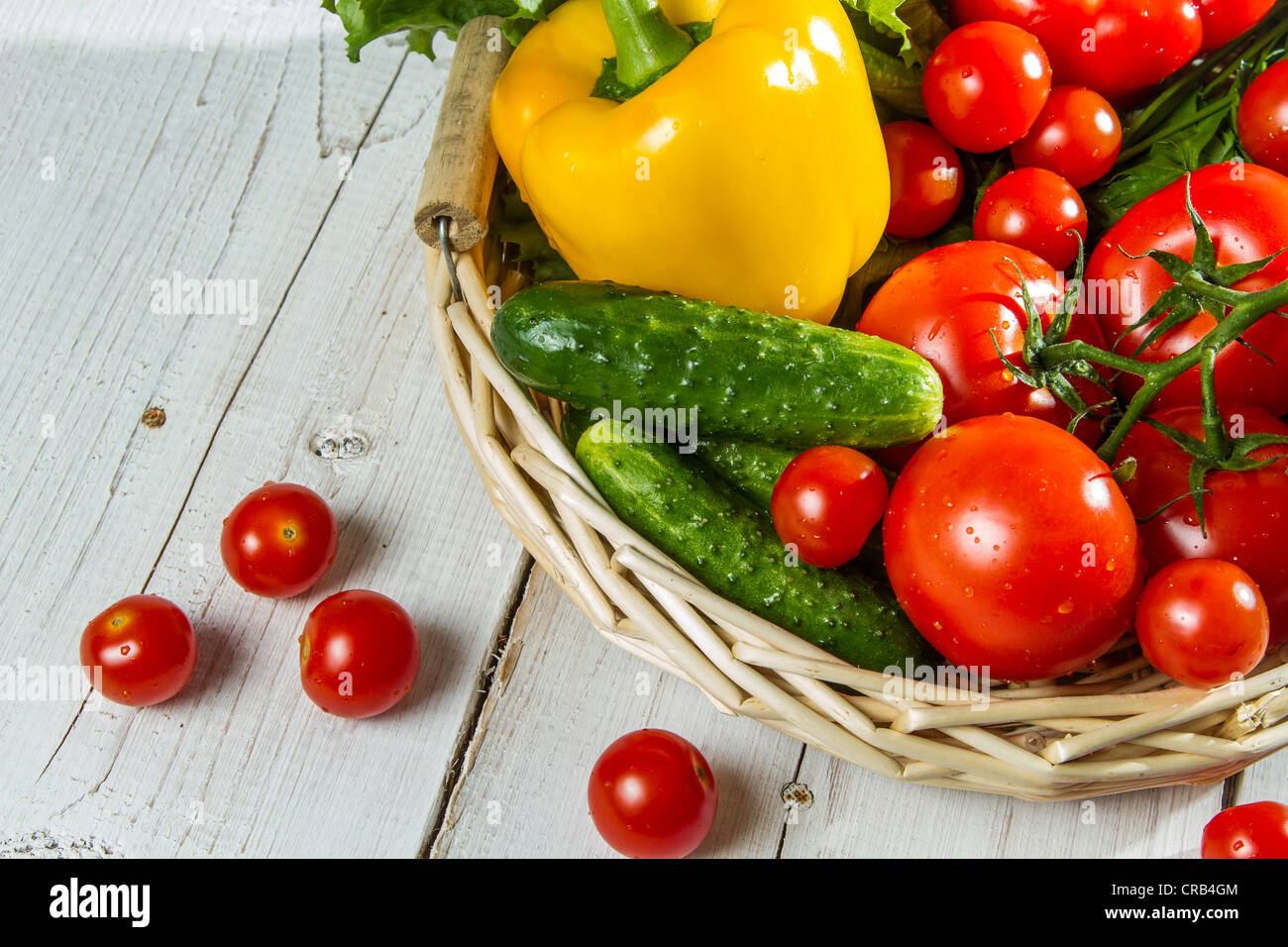 Fresh vegetables in a wicker basket Stock Photo - Alamy
