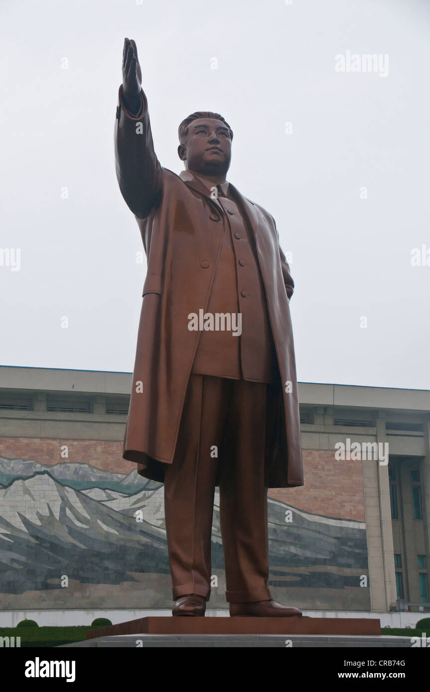 Kim Il Sung Monument on Mansu Hill, Pyongyang, North Korea, Asia Stock Photo