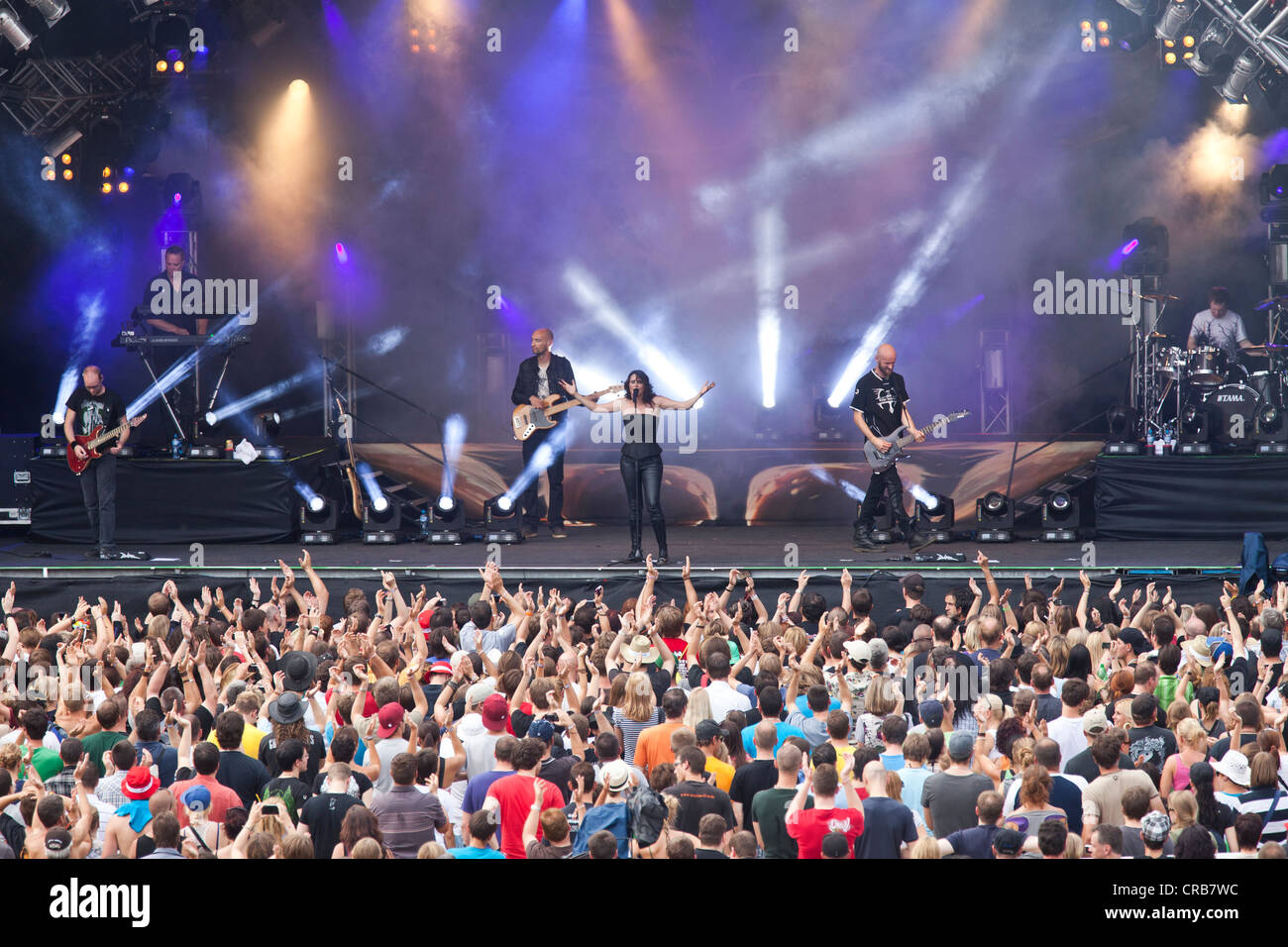 The Dutch symphonic metal band Within Temptation performing live at the Heitere Open Air