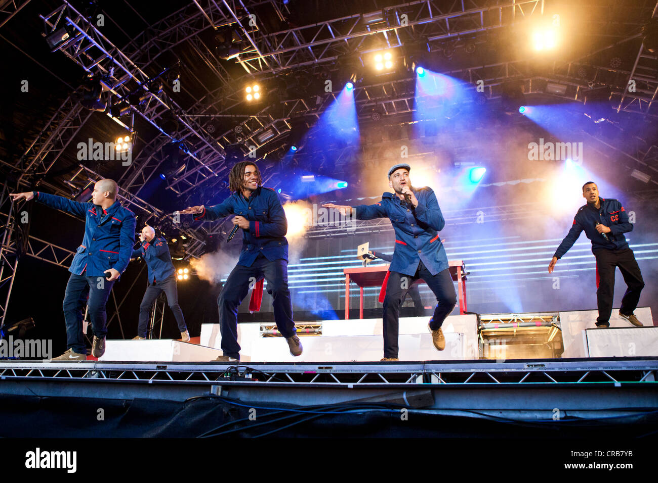 The German reggae-dancehall-hip-hop music group Culcha Candela performing live at the Heitere Open Air festival in Zofingen Stock Photo