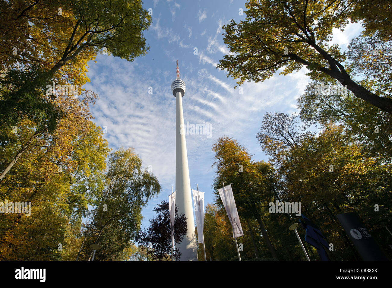 The Stuttgart TV tower in autumn, Stuttgart, Baden-Wuerttemberg ...