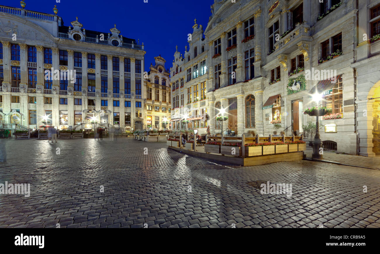 Grote Markt, Grand Place, UNESCO World Heritage Sign, Brussels, Belgium, Benelux, Europe Stock Photo