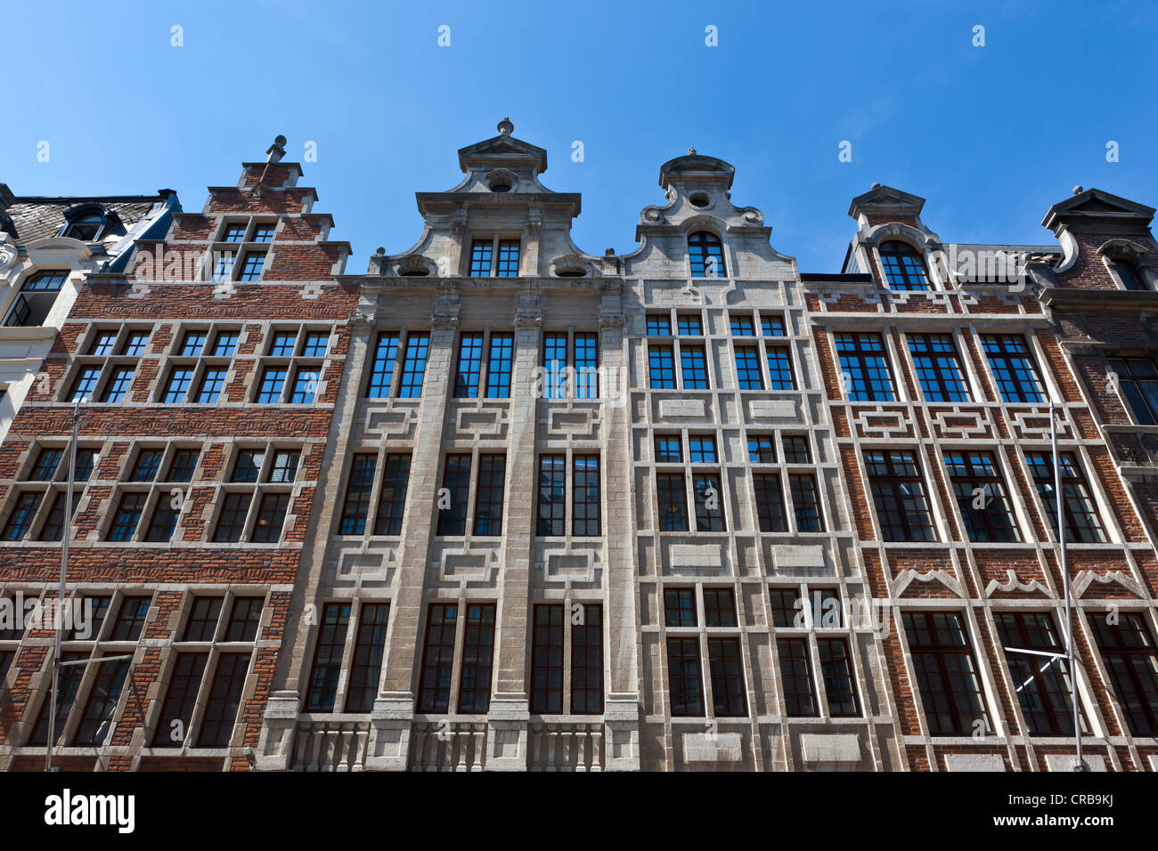 Facades of canal houses in Brussels, Belgium, Benelux, Europe Stock Photo
