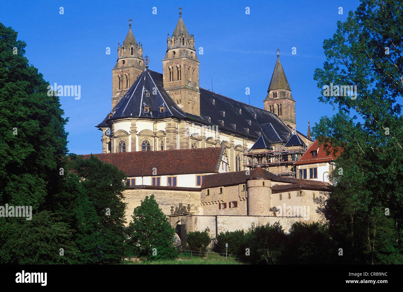 Basilica of the monastery town of Gross-Comburg, Schwaebisch Hall, Hohenlohe, Baden-Wuerttemberg, Germany, Europe Stock Photo