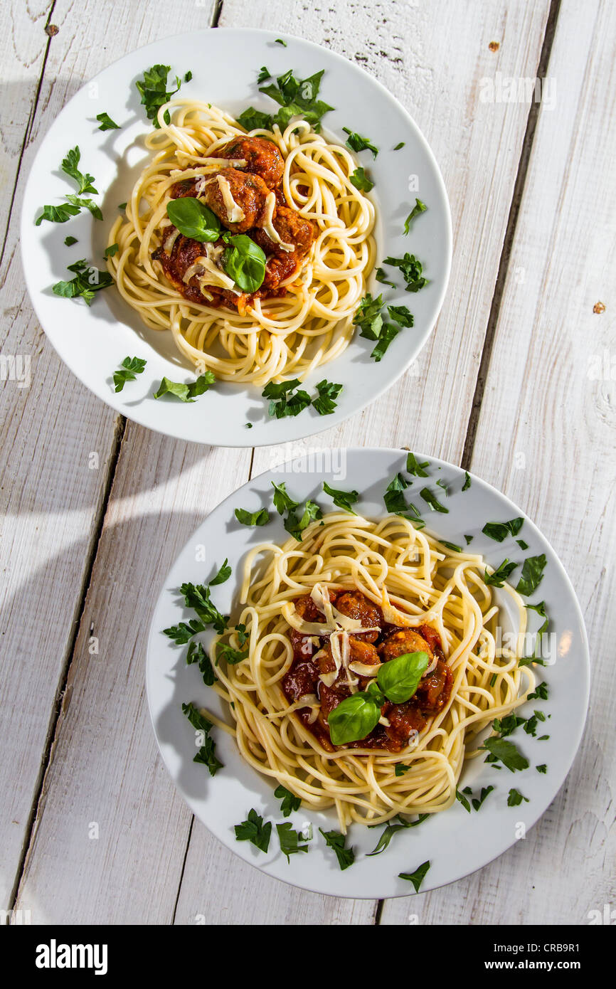 Spaghetti Bolognese for two people Stock Photo Alamy