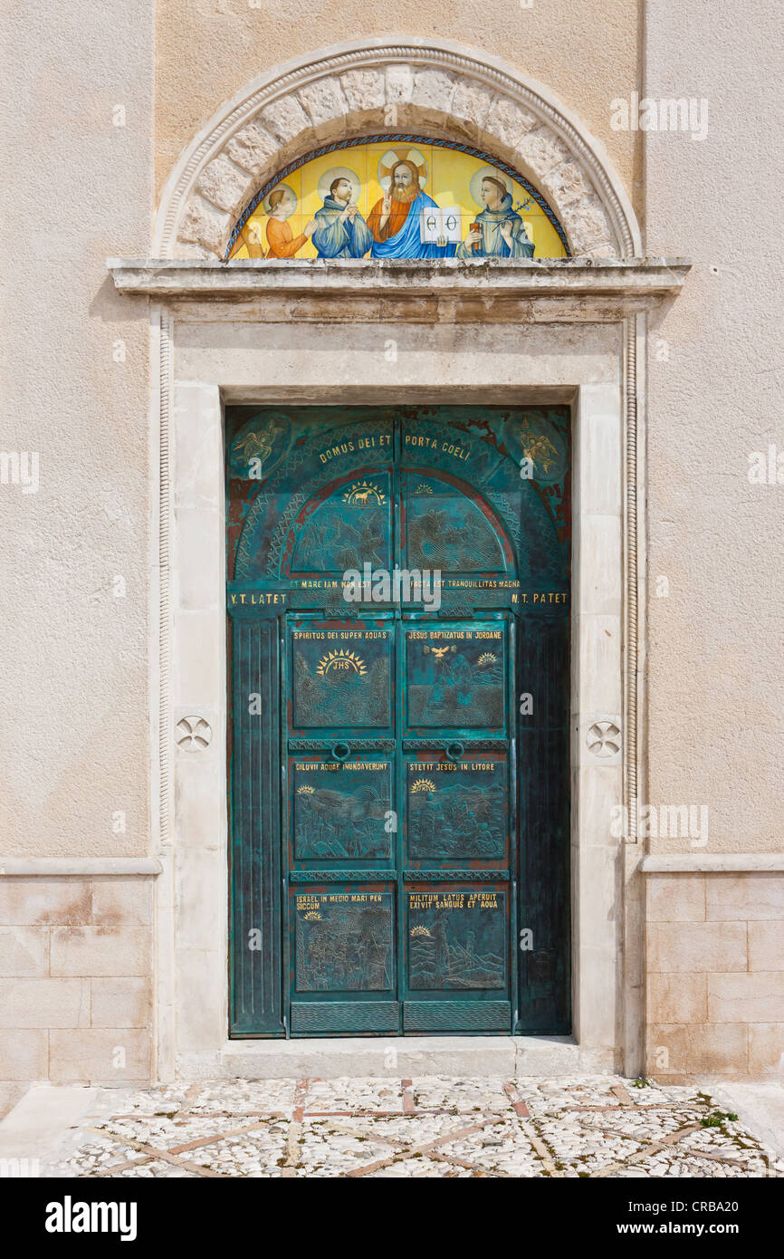 Entrance to the Cathedral of Vieste, Gargano, Foggia, Apulia, Puglia, Southern Italy, Italy, Europe Stock Photo