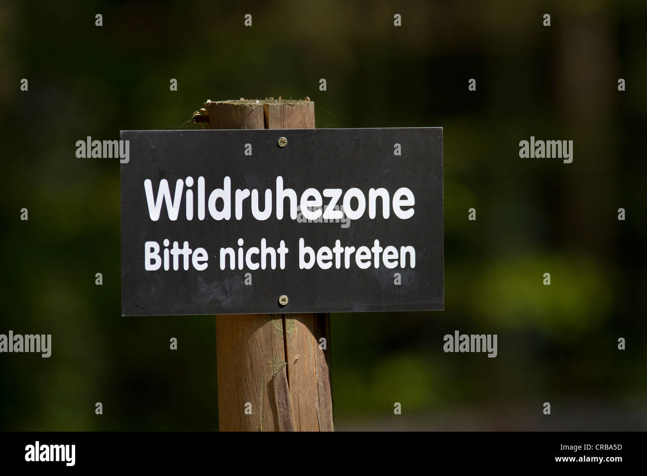 Sign, 'Wildruhezone, Bitte nicht betreten', 'wildlife sanctuary zone, please do not enter' Stock Photo