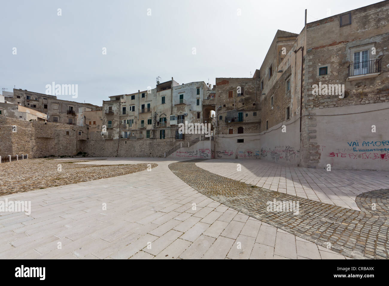Overlooking the historic town of Vieste, Gargano, Foggia, Apulia, Puglia, Italy, Europe Stock Photo