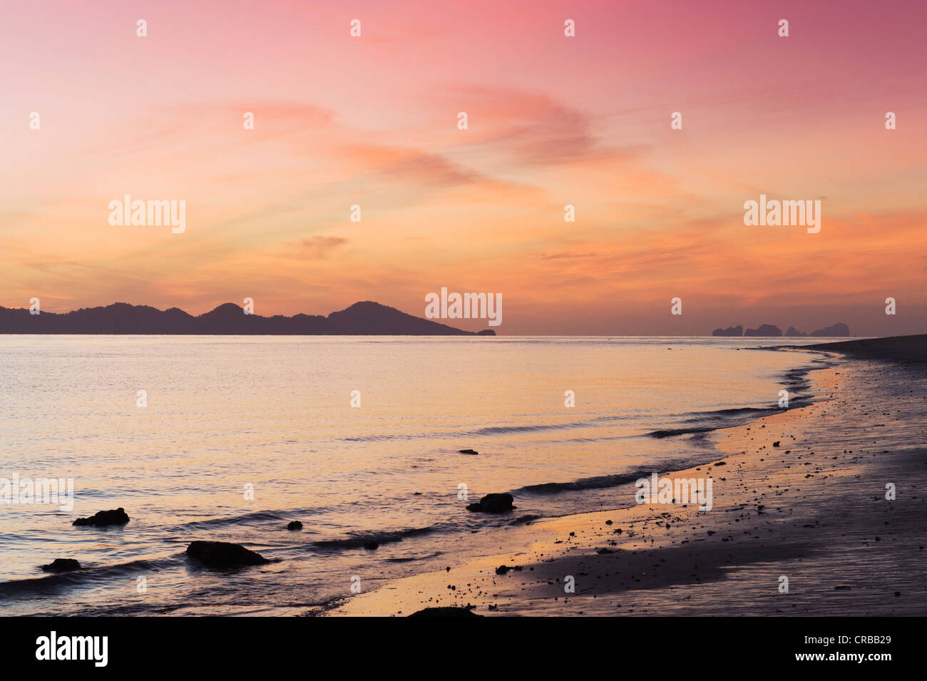 Sunrise on the beach, Ko Kradan, Koh Kradan, Trang, Thailand, Southeast Asia, Asia Stock Photo