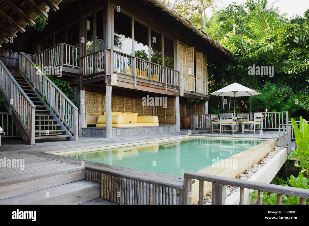 Private swimming pool in a luxury hotel, Six Senses Resort, Koh Yao Noi, Phang Nga, Thailand, Southeast Asia, Asia Stock Photo