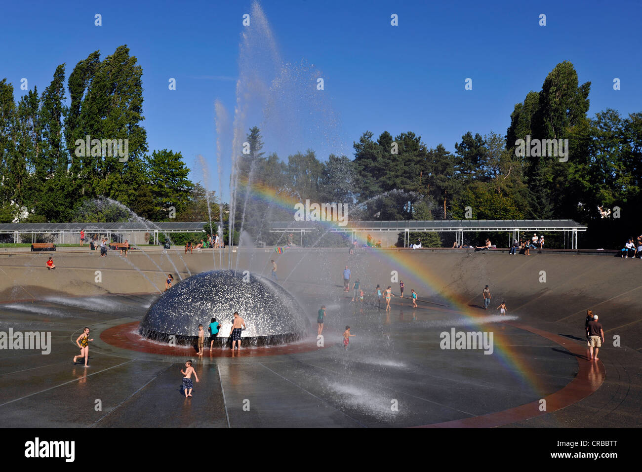 International Fountain, trick fountain, Seattle Center, Seattle, Washington, United States of America, PublicGround Stock Photo