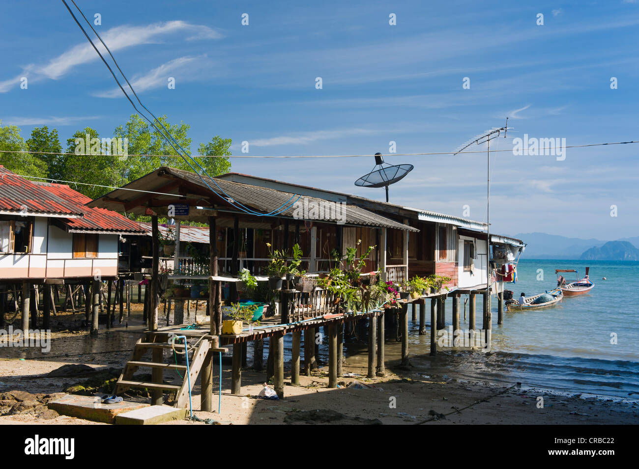 Stilt house in the fishing village, Ko Muk or Ko Mook island, Thailand, Southeast Asia Stock Photo