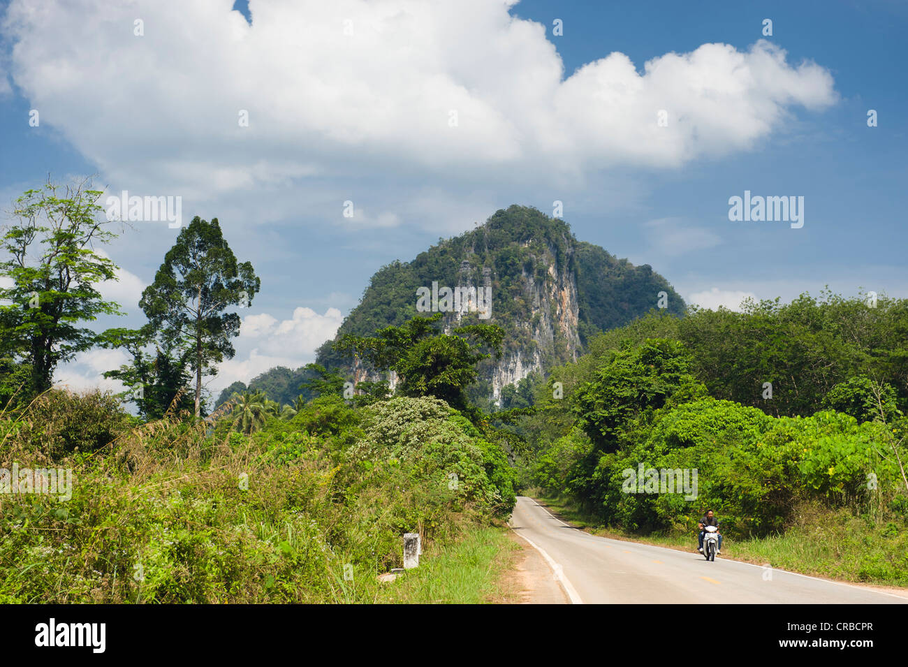 Karst mountains near Ao Luk, road to Phang Nga, Thailand, Southeast Asia Stock Photo