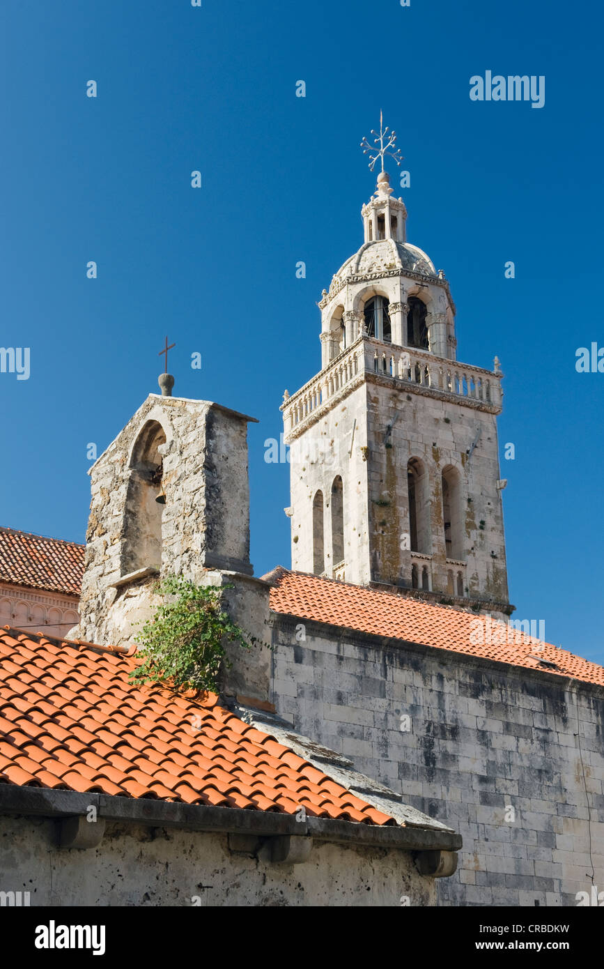 Cathedral of Sveti Marko, Korcula town, Korcula island, Dalmatia, Croatia, Europe Stock Photo
