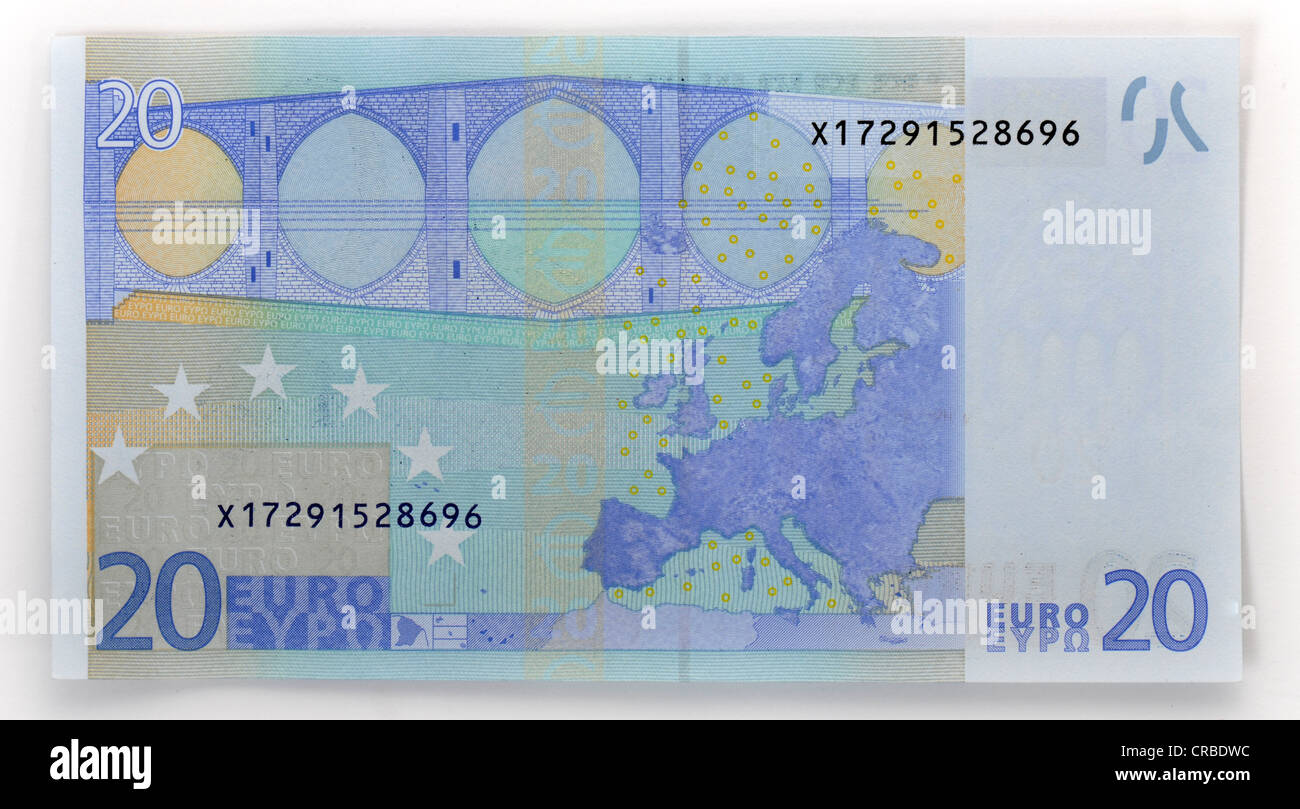 20-euro banknote, back Stock Photo