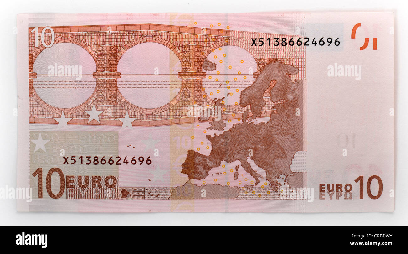 10-euro banknote, back Stock Photo