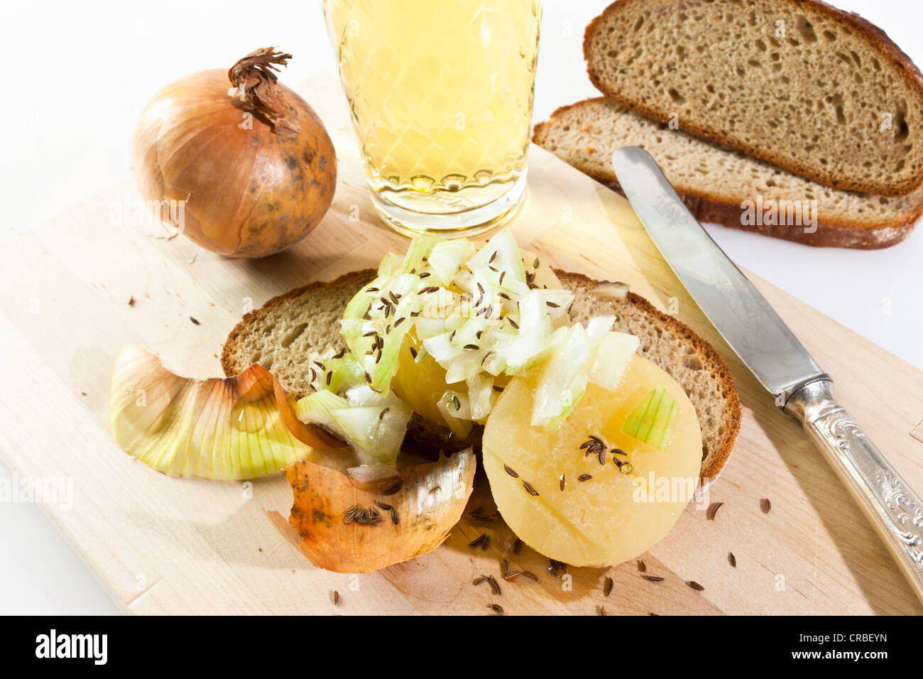Traditional dish of Frankfurt, seasoned German hand cheese or Harz