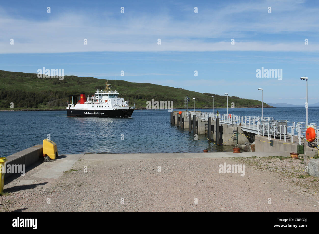 Calmac ferry arriving Isle of Rum Scotland June 2012 Stock Photo Alamy