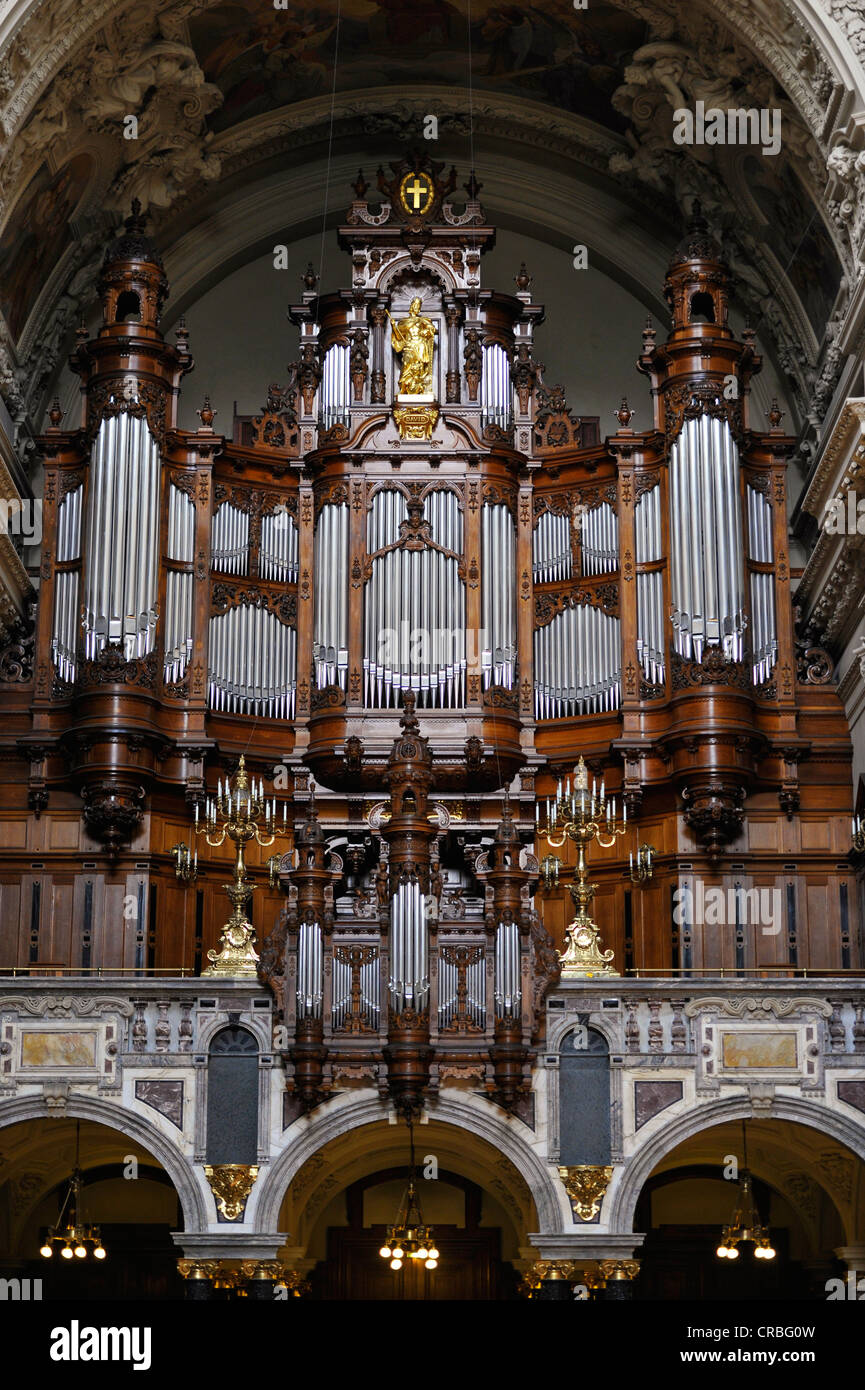 Sauer Organ with 7269 pipes, interior, Berlin Cathedral, Supreme Parish and Collegiate Church in Berlin, Museum Island Stock Photo