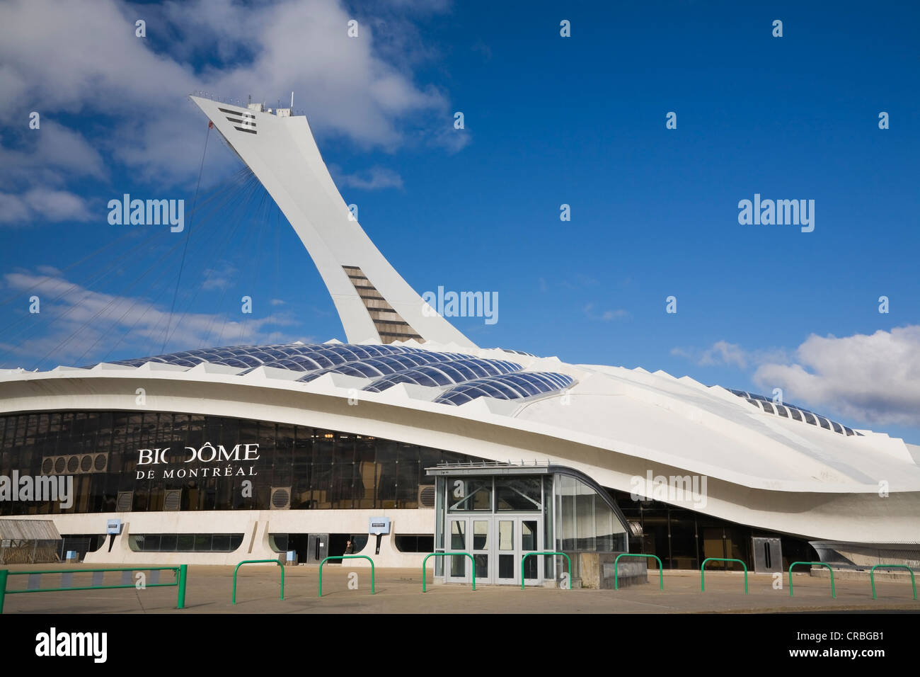 Montreal Biodome building and Olympic Stadium Tower, Montreal, Quebec, Canada Stock Photo