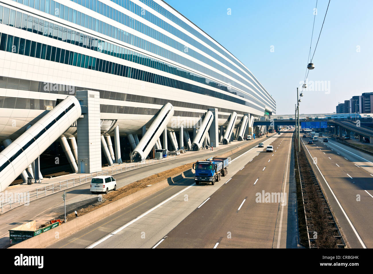 Business center The Squaire, formerly known as Airrail Center, at Terminal 1 of Frankfurt Airport, Frankfurt am Main, Hesse Stock Photo