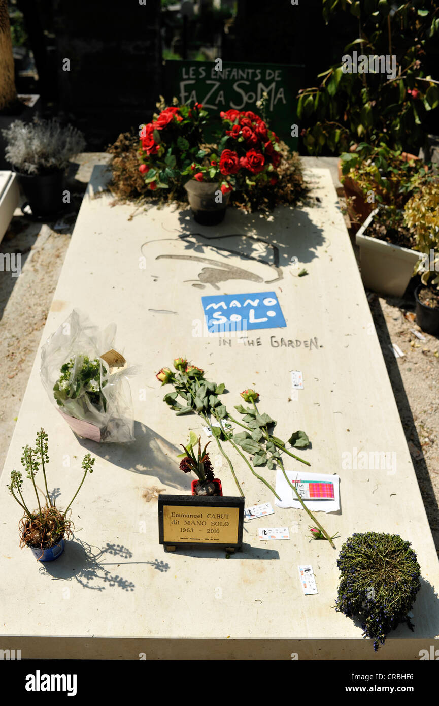 Grave of Emmanuel Cabut, also known as Mano Solo, Pere Lachaise Cemetery, Paris, France, Europe Stock Photo
