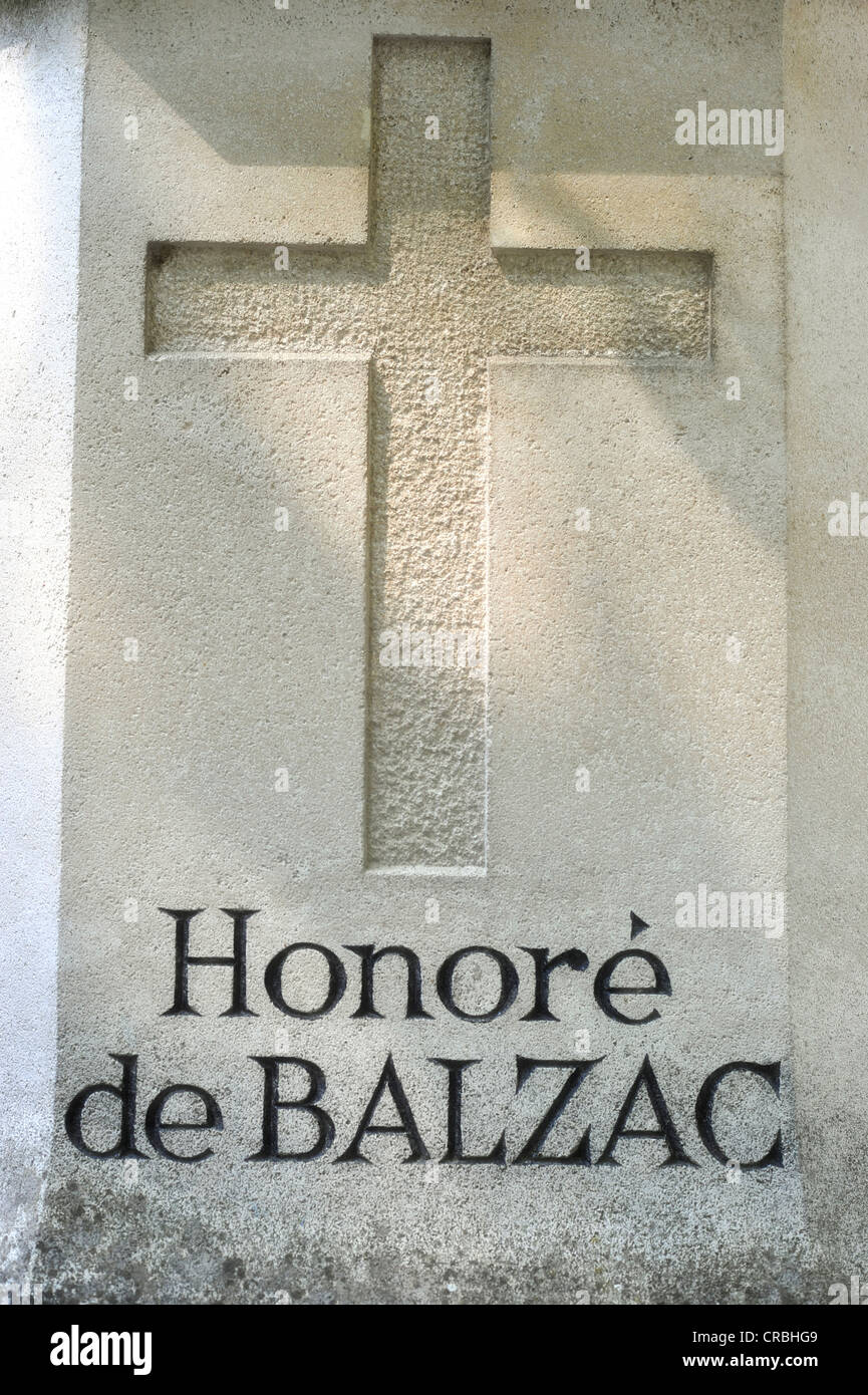 Grave of Honore Balzac, Pere Lachaise Cemetery, Paris, France, Europe Stock Photo