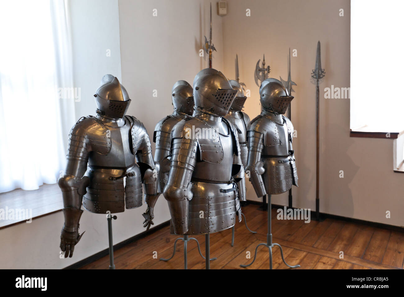 Knights' armours, weapons and art museum in the Veste Coburg castle, Coburg,  Upper Franconia, Franconia, Bavaria Stock Photo - Alamy