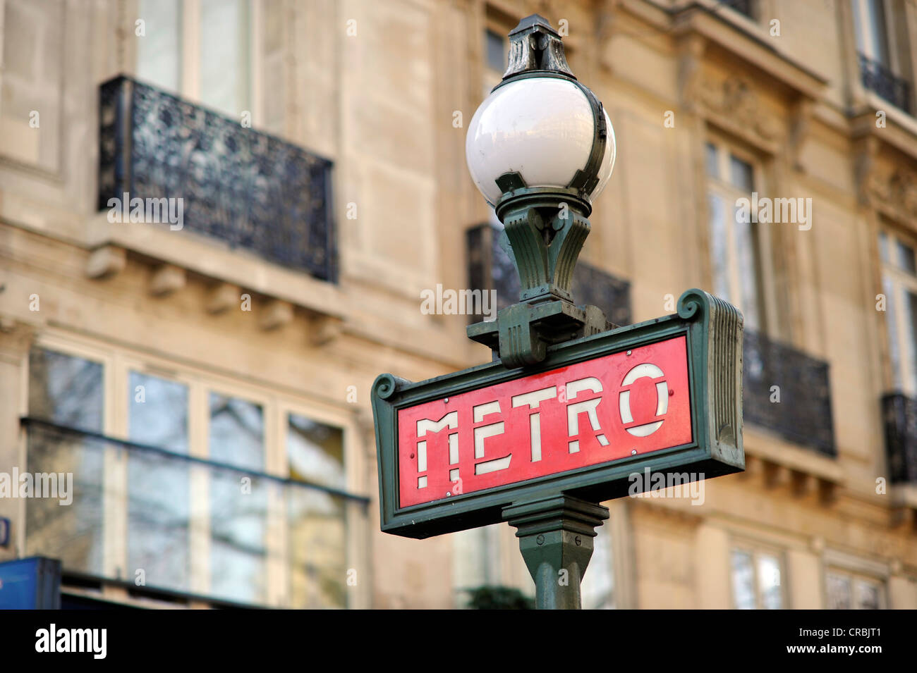 Historic sign for the Metro underground railway, Paris, France, Europe Stock Photo