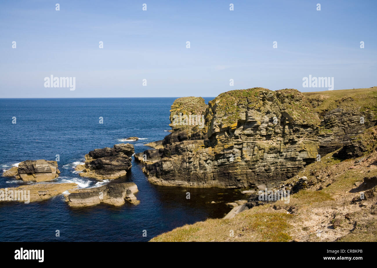 Westray Orkney Island Castle o' Burrian precipitous rock stack along ...