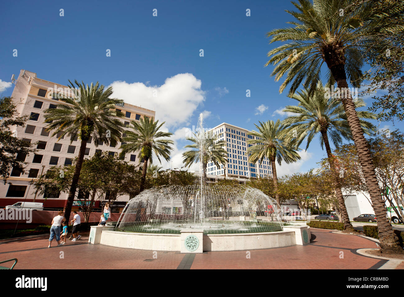 Las Olas Fountain in the town centre of Fort Lauderdale, Florida, USA, Fort Lauderdale, Florida, USA Stock Photo