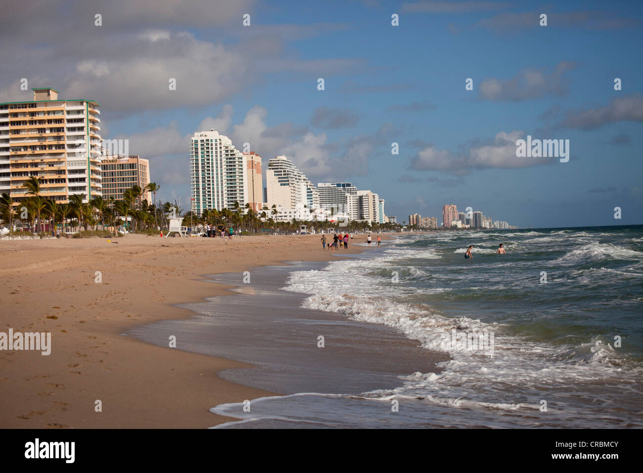 Apartment buildings on the long sandy beach of Fort Lauderdale, Broward