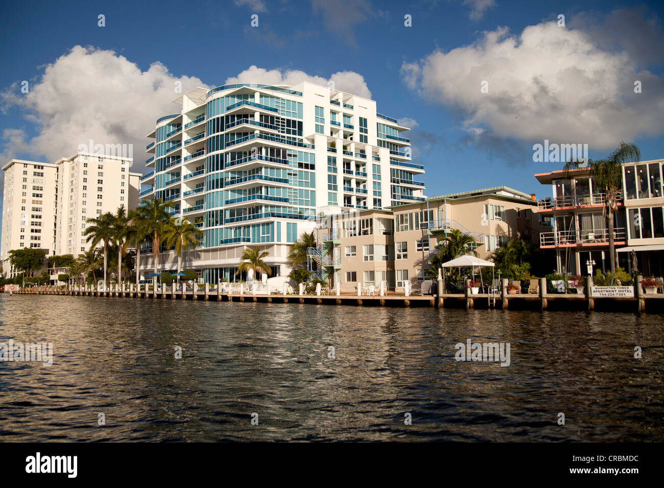 Apartment buildings on the canal in the town centre of Fort Lauderdale