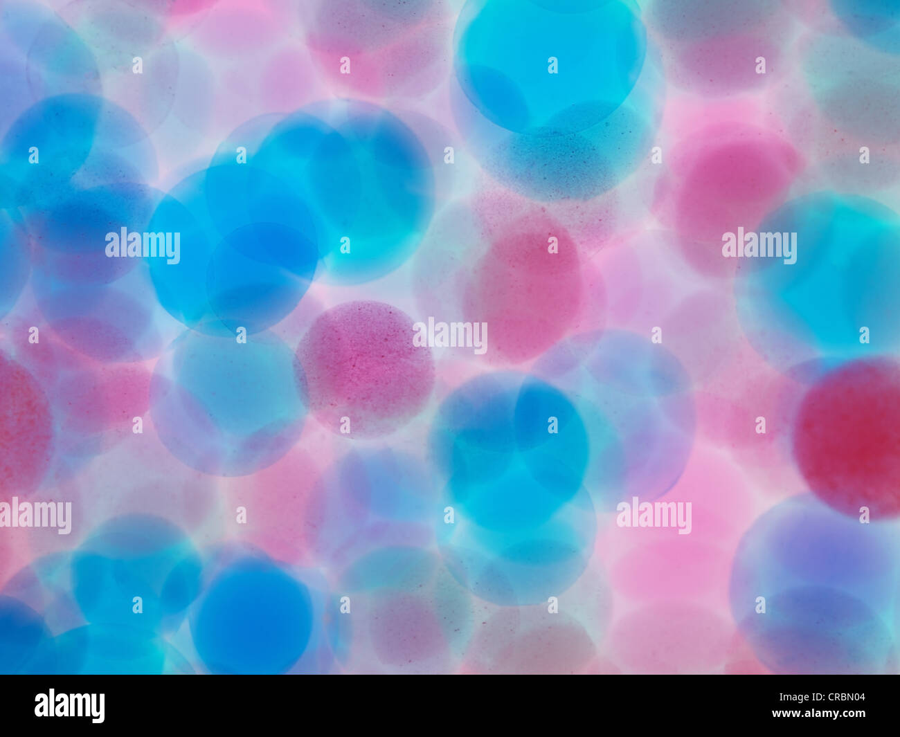 microscopic pink and blue balls in the water  Stock Photo