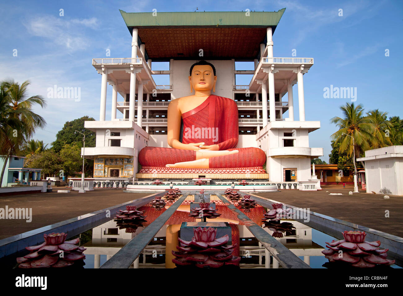Giant Buddha statue in the Weherahena temple of Matara, Sri Lanka, Asia