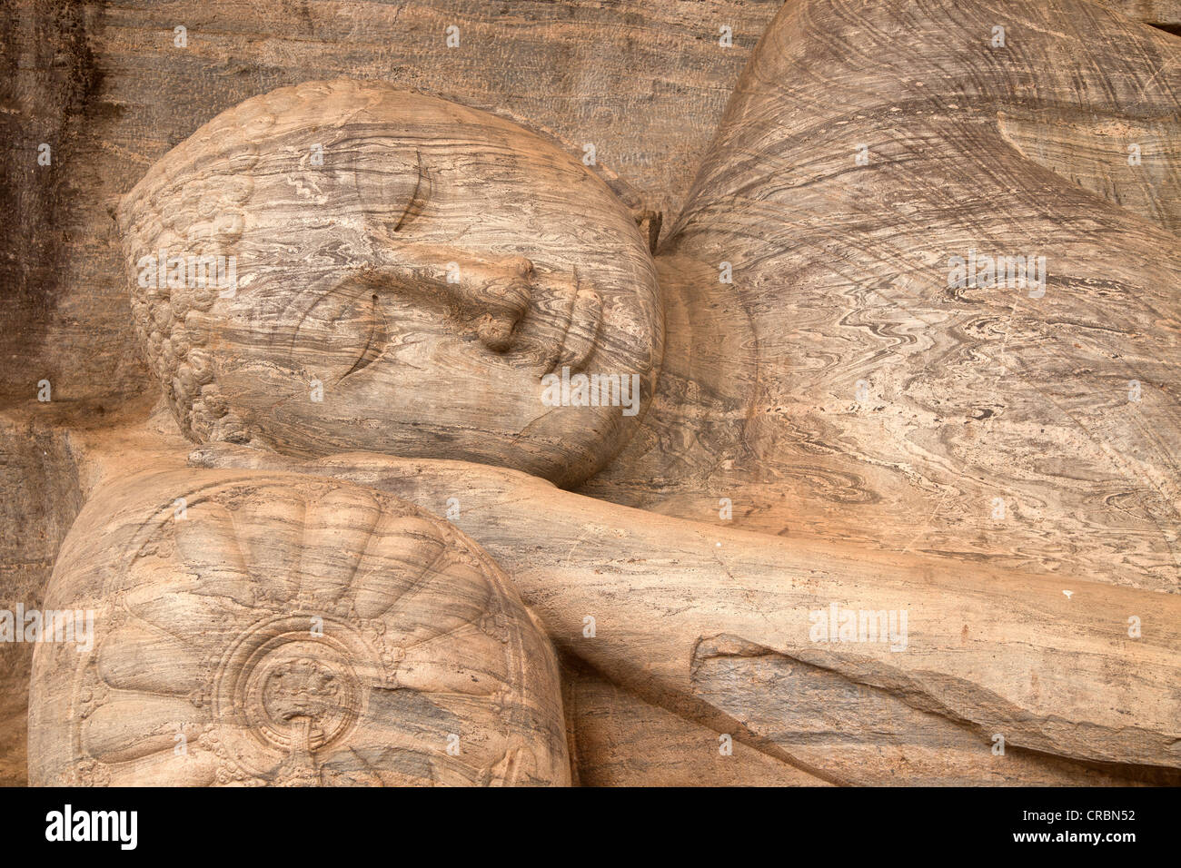 Historical stone Buddha statue, Gal Vihara, Polonnaruwa, Unesco World Heritage Site, Sri Lanka, Asia Stock Photo